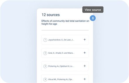 Product interface displaying sources panel